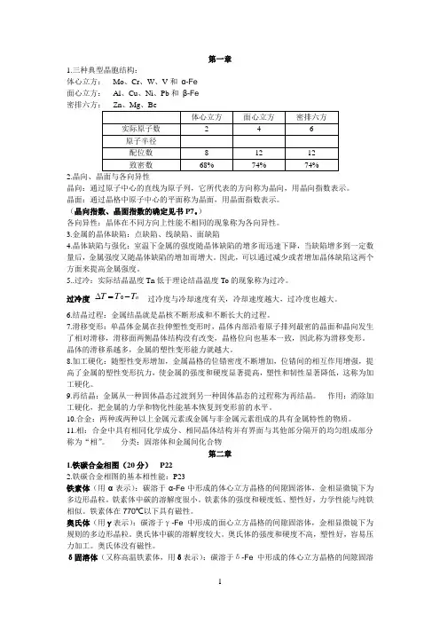 工程材料知识点总结