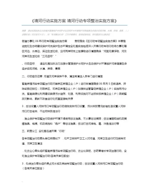 清河行动实施方案 清河行动专项整治实施方案