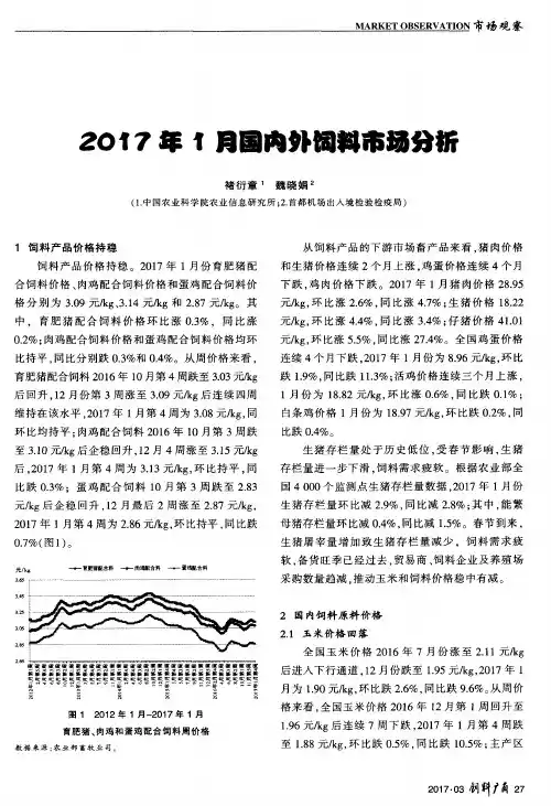 2017年1月国内外饲料市场分析