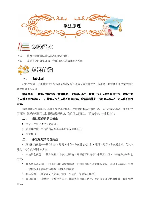四年级下册数学竞赛试题：计数综合.乘法原理(B级)全国通用