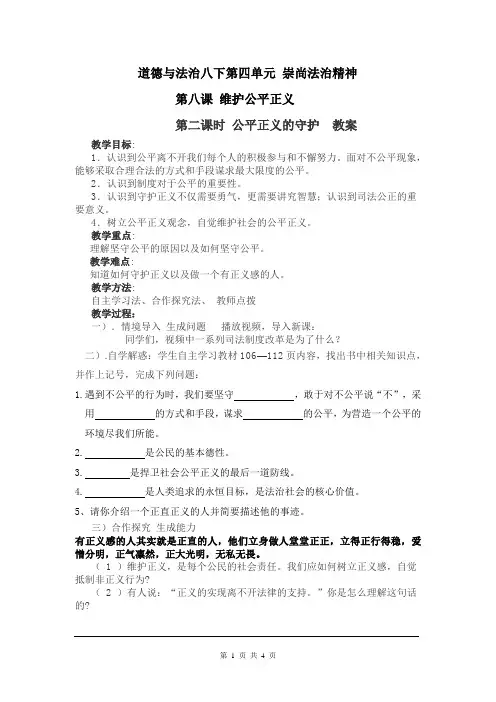 公平正义的守护  教案