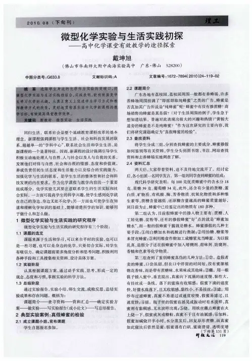 微型化学实验与生活实践初探——高中化学课堂有效教学的途径探索