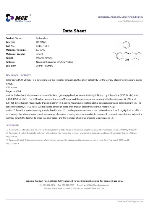 Tolterodine_DataSheet_MedChemExpress