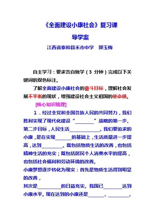 《全面建设小康社会》复习课