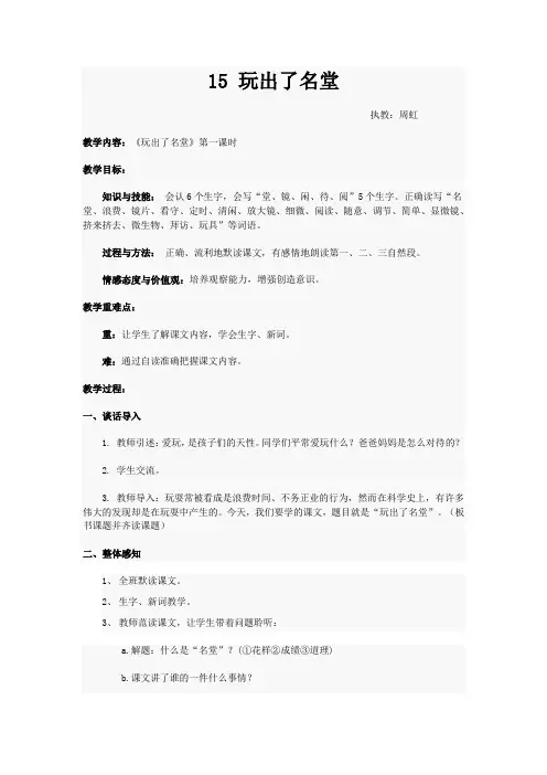 《玩出了名堂》教案