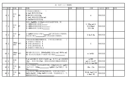 高中化学错题集1.3