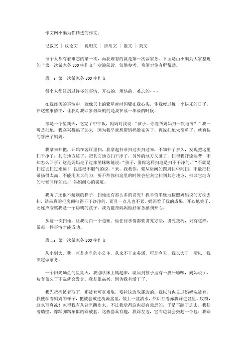 第一次做家务500字作文