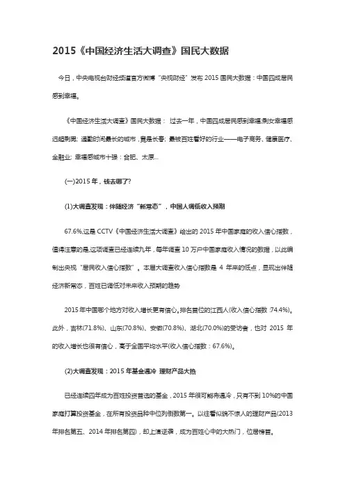 2015《中国经济生活大调查》国民大数据