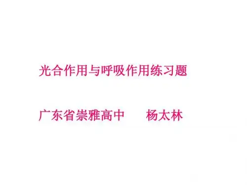 高一生物光合作用与呼吸作用(1)
