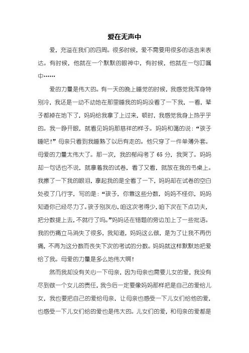 初二作文：爱在无声中作文600字
