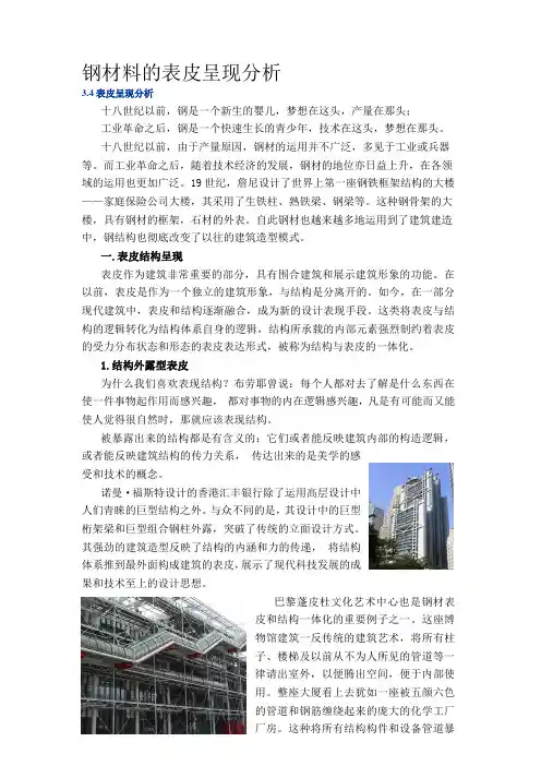 建筑材料-钢材料的表皮呈现分析