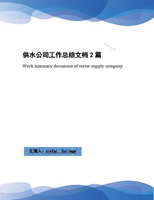 供水公司工作总结文档2篇