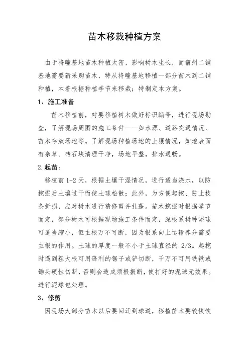 苗木移植方案 2