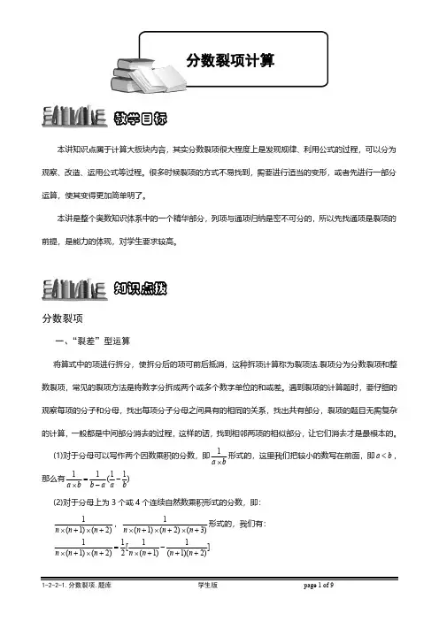 小学奥数—分数裂项