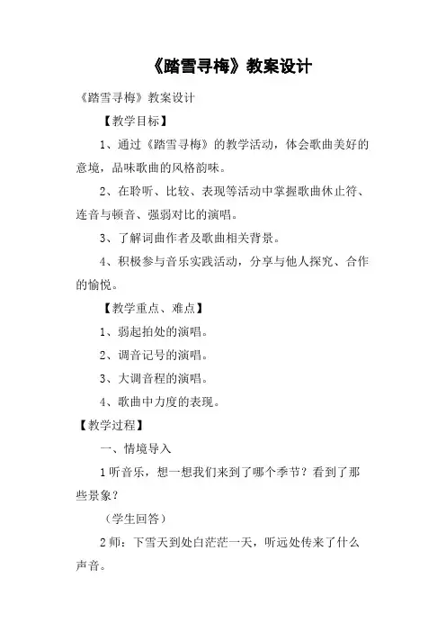 《踏雪寻梅》教案设计