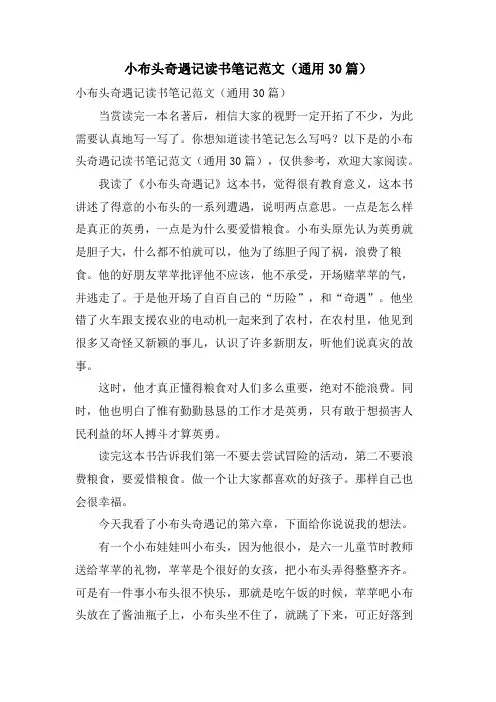 小布头奇遇记读书笔记范文(通用30篇)
