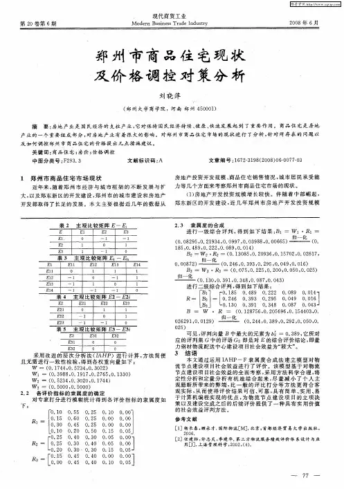 郑州市商品住宅现状及价格调控对策分析