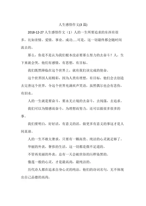 人生感悟作文(3篇)
