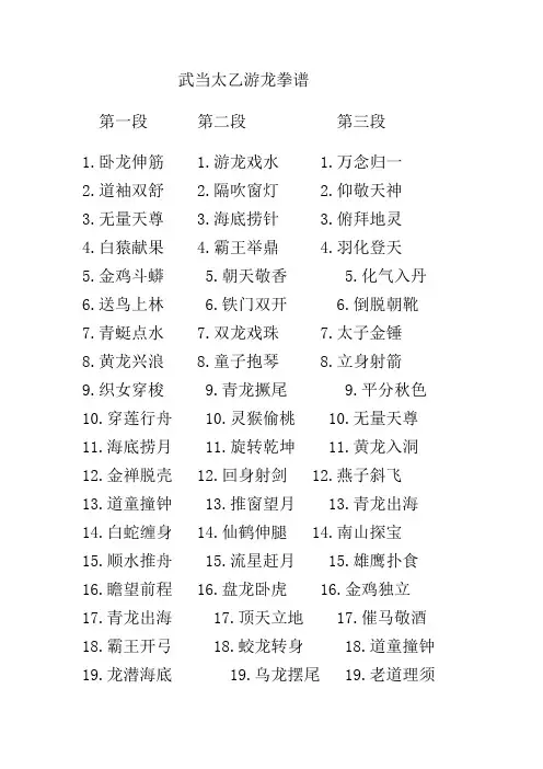 武当太乙游龙拳谱