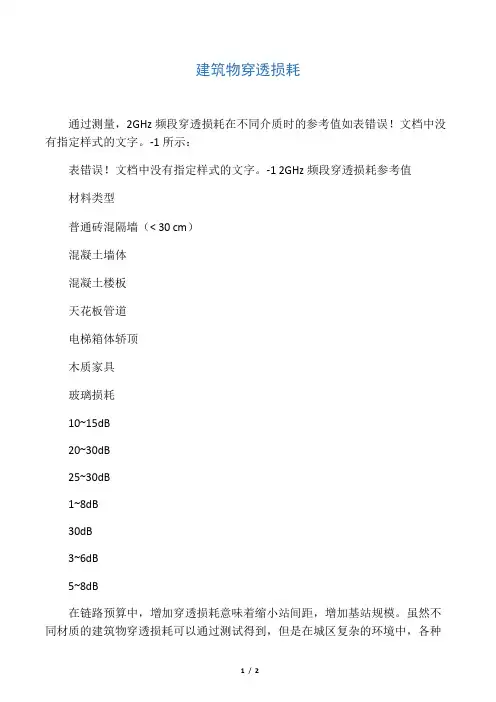 建筑物穿透损耗