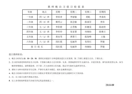 老师晚自习轮值表