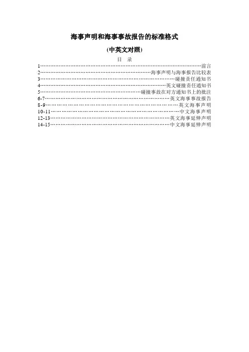 海事声明和海事事故报告的标准格式