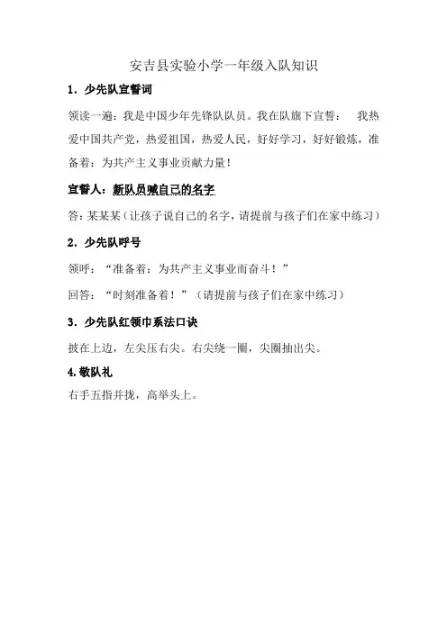 一年级入队知识