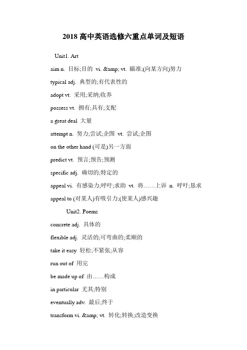 高中英语选修六重点单词及短语.doc