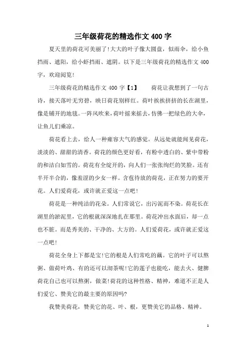 三年级荷花的精选作文400字