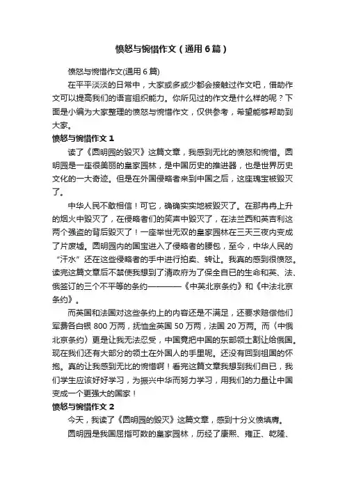 愤怒与惋惜作文（通用6篇）