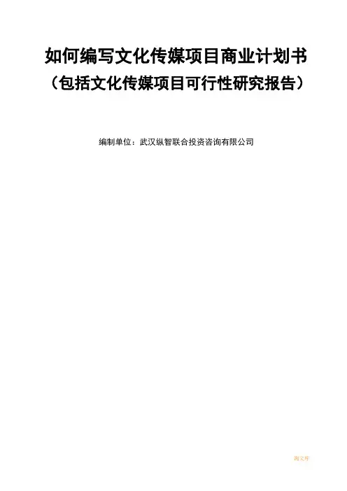 文化传媒项目商业计划书(模板)模板