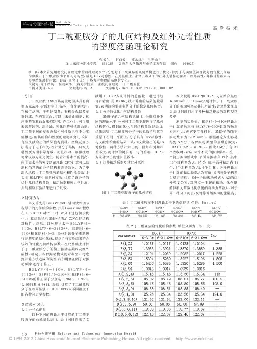 丁二酰亚胺分子的几何结构及红外光谱性质的密度泛函理论研究_张云生