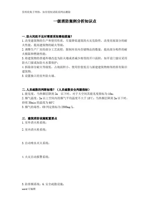 一级消防案例分析知识点培训讲学