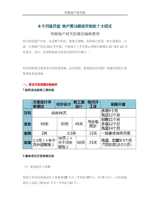 6个月就开盘 地产黑马极速开发的7大招式