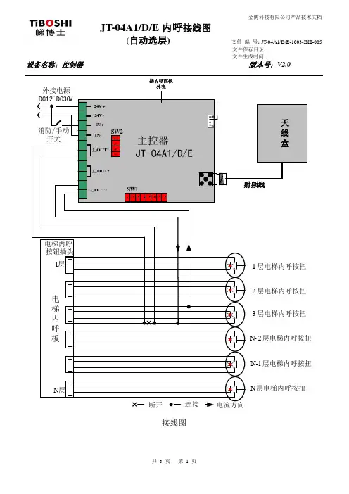 JT-04A1_D_E总线控制接线图(内呼,控制单层)