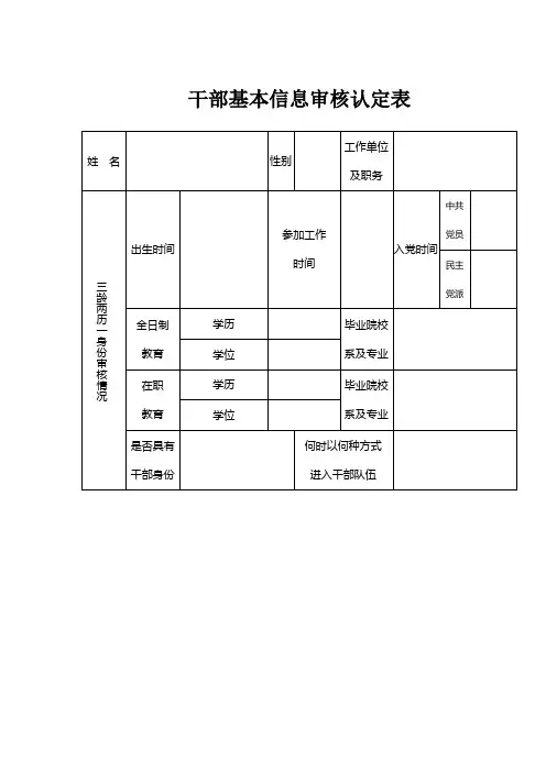 干部基本信息审核认定表(含格式)