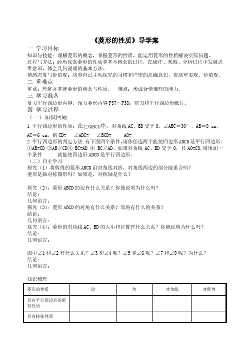 菱形的性质