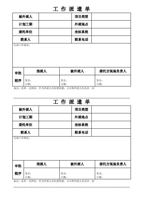 工作外派单