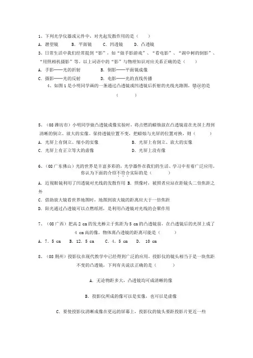 凸透镜成像练习题