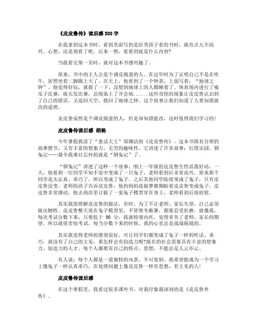 皮皮鲁传的二年级读后感10篇