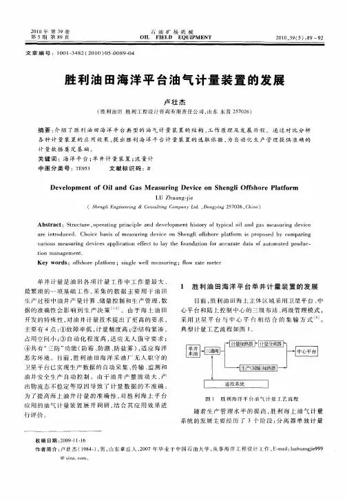 胜利油田海洋平台油气计量装置的发展