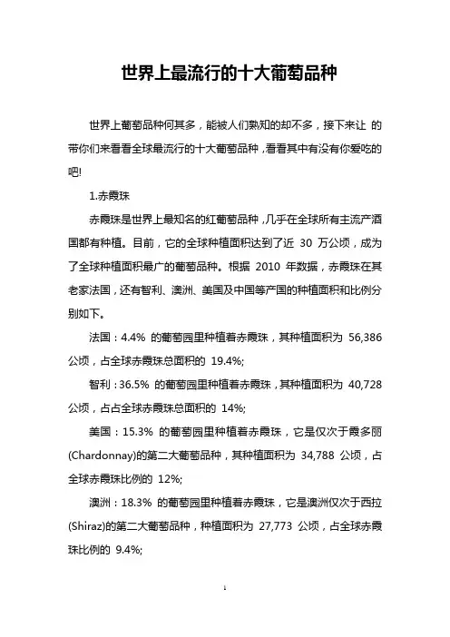 世界上最流行的十大葡萄品种
