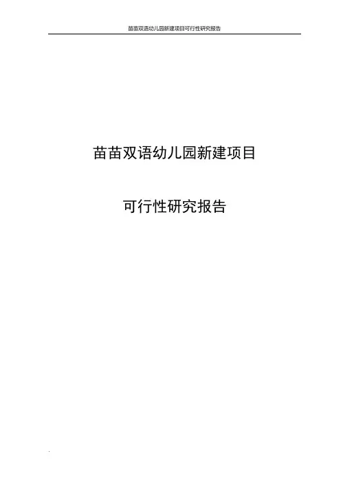 苗苗双语幼儿园新建项目可行性研究报告