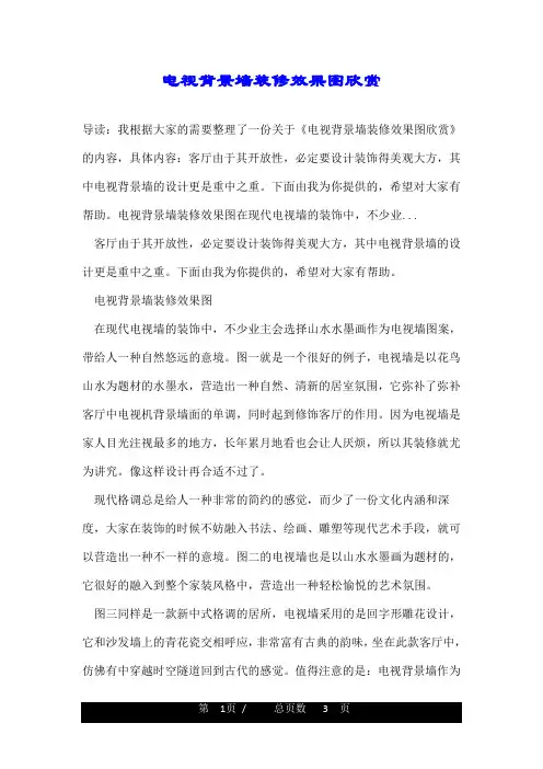 电视背景墙装修效果图欣赏