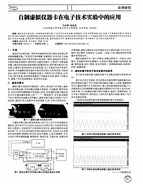 自制虚拟仪器卡在电子技术实验中的应用