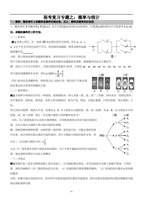 高考数学概率与统计专题复习