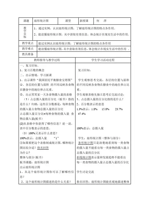 北师大六年级扇形统计图教案