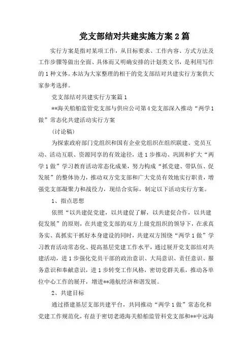 党支部结对共建实施方案2篇