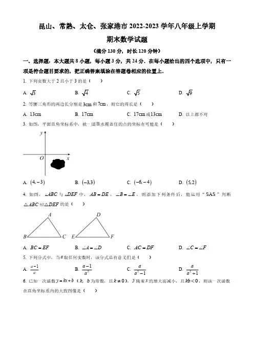 八年级上学期期末数学试题(含解析)