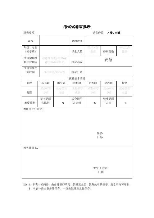 试卷审批表